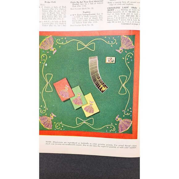 Vintage Crinoline Lady Crochet Pattern Booklet 262 From 1949 Clark's Coats Skirt - Picture 7 of 7